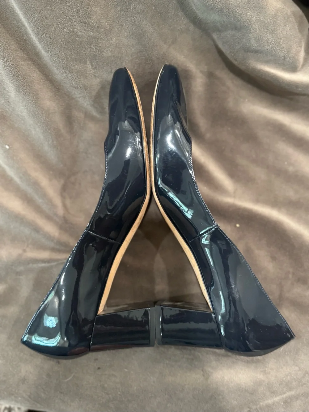 Kate Spade Classic Navy Blue Patent Low Block Heel Pumps - Women's